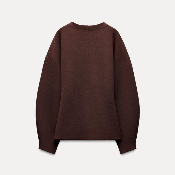 ZARA Khaite Inspired Brown 2-Piece Cardigan Sweater & Skirt Outfit Set - Picture 6 of 16